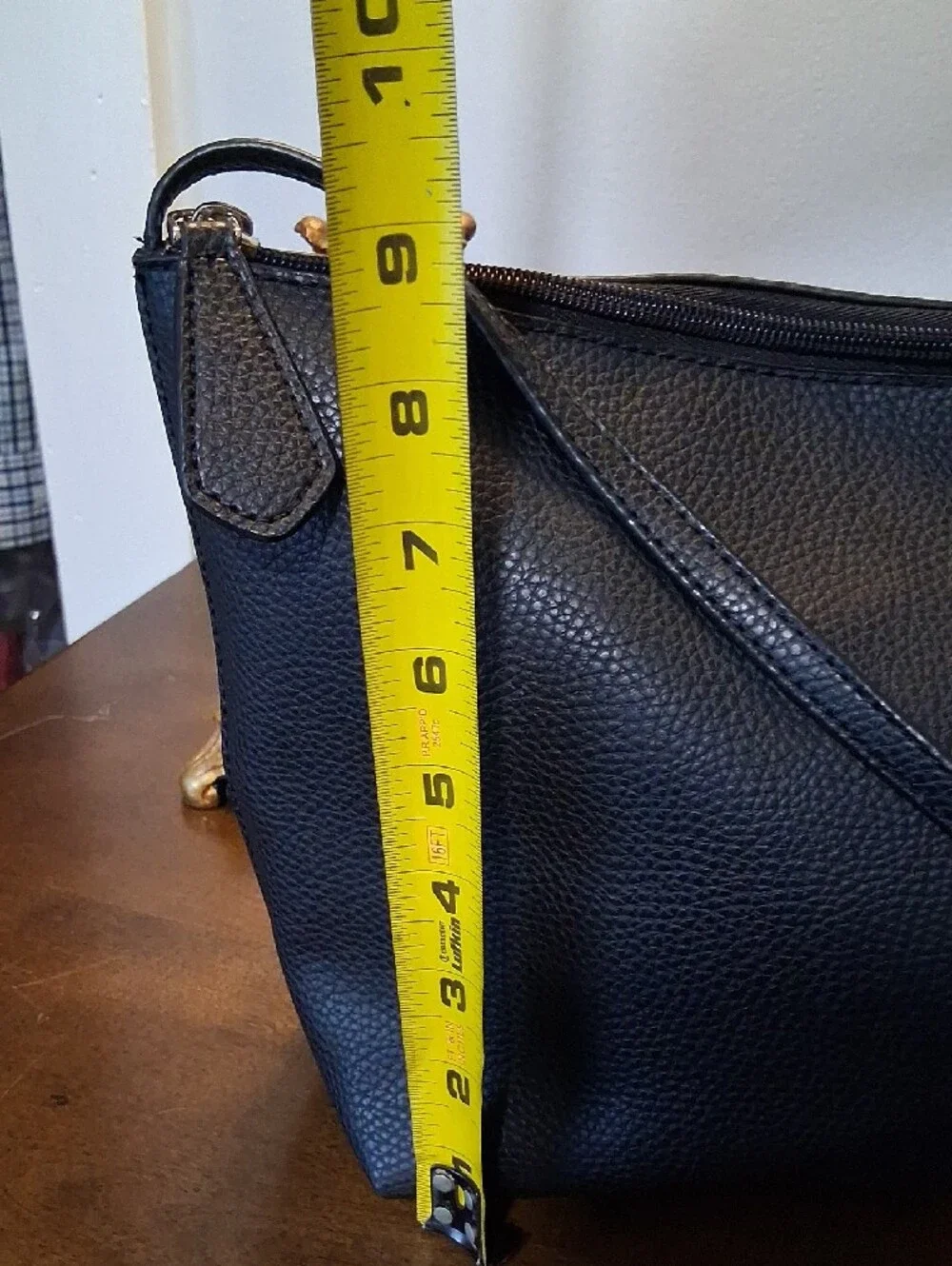 GUESS Black Pebbled Leather Messenger Bag with Gold Logo